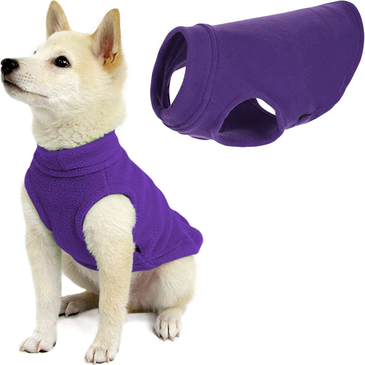 Gooby Stretch Fleece Vest Dog Sweater - Violet, Medium - Warm Pullover Fleece Dog Jacket - Winter Dog Clothes for Small Dogs Boy or Girl - Dog Sweaters for Small Dogs to Dog Sweaters for Large Dogs Medium Length (11.5")