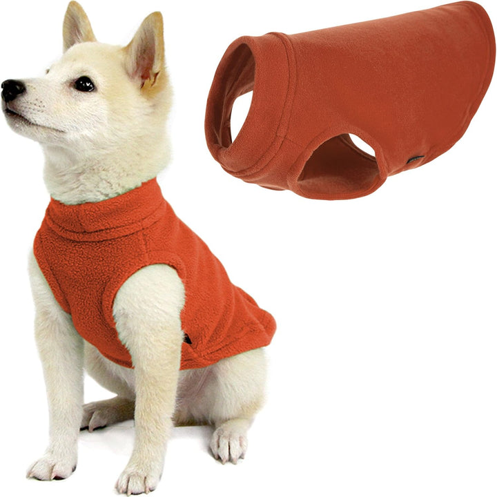 Gooby Stretch Fleece Vest Dog Sweater - Pumpkin, Small - Warm Pullover Fleece Dog Jacket - Winter Dog Clothes for Small Dogs Boy or Girl - Dog Sweaters for Small Dogs to Dog Sweaters for Large Dogs Small Length (9")