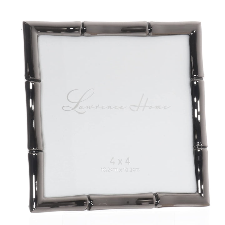 Lawrence Frames 8x10 Black Polished Metal Picture Frame with Bamboo Design, or 5x7 with Included Mat Black Smoke 8x10 (5x7 Mat)