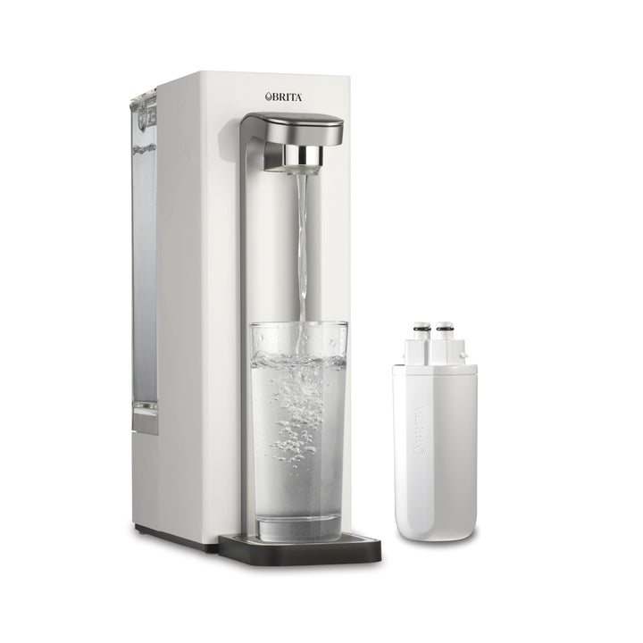 Brita Hub Compact Countertop Water Filter System, 9 Cup Water Reservoir, Includes 6 Month Carbon Block Filter, White, 87344 Compact Water Filter System