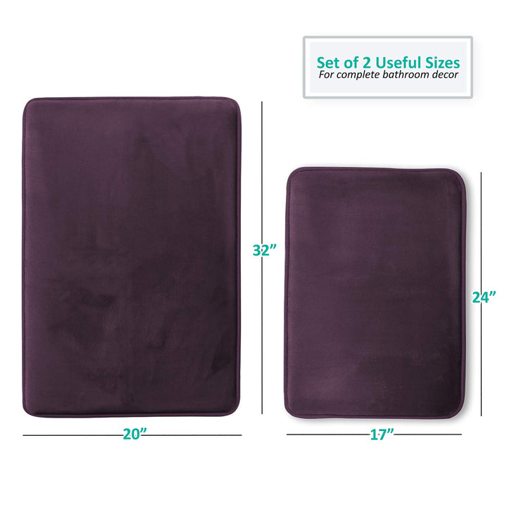 Clara Clark 3 Piece Bathroom Rugs Bath Mat Set, Velvet Memory Foam Bath Mats for Bathroom - Non-Slip, PVC Backing Bath Rugs, Washable Bathroom Rug Mats - Dries Quickly, Lavender Bathroom Rug Set Solid 3 Piece Set Lavender Dream