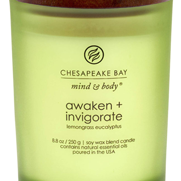 Chesapeake Bay Candle PT40886 Scented Candle, Awaken + Invigorate (Lemongrass Eucalyptus), Medium , Green, Home Décor AWKE/INVGRTE Medium Jar