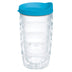 Tervis Clear & Colorful Lidded Made in USA Double Walled Insulated Tumbler Travel Cup Keeps Drinks Cold & Hot, 10oz Wavy, Turquoise Lid