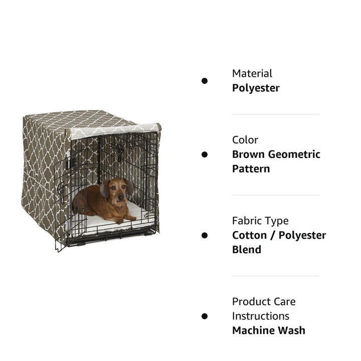 MidWest Homes for Pets Dog Crate Cover, Privacy Dog Crate Cover Fits MidWest Dog Crates, Machine Wash & Dry Brown Geometric Pattern 30-Inch