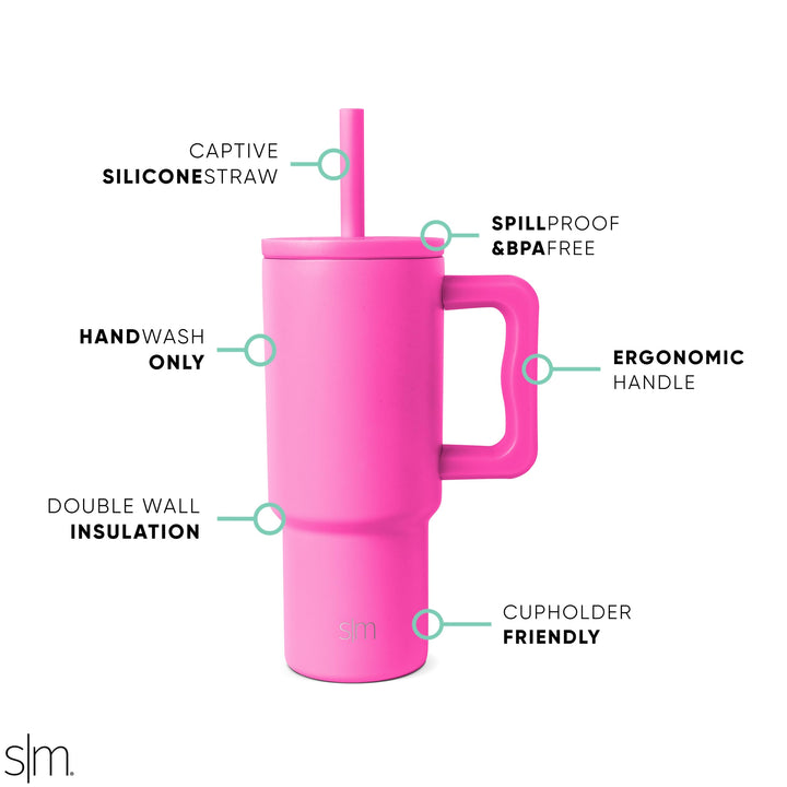 Kids 24oz Tumbler with Straw Lid by Simple Modern - Spill/Leak Proof, Stainless Steel, Raspberry Vibes -Raspberry Vibes