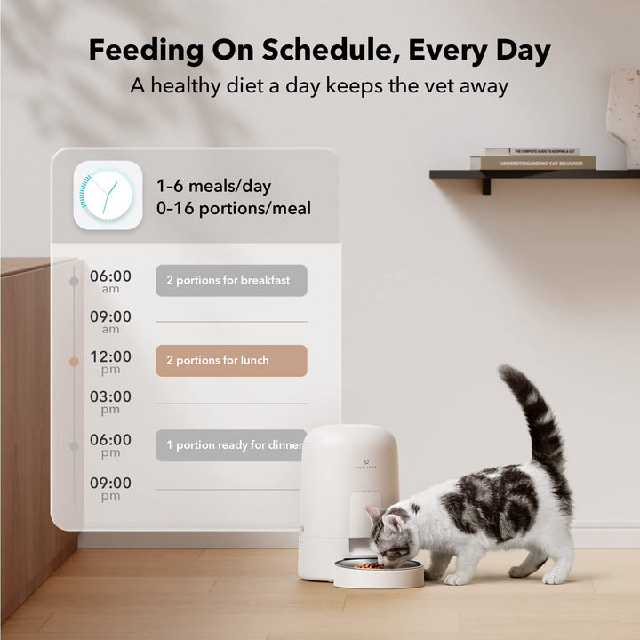 PETLIBRO Automatic Cat Feeder, Wi-Fi Rechargeable Cat Food Dispenser Battery-Operated with 30-Day Life, AIR 2.4G Wi-Fi Timed Pet Feeder for Cat & Dog, 2L Auto Cat Feeder, White