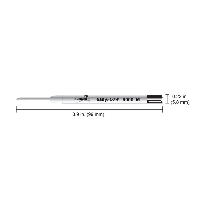 Schmidt 9000 Easy Flow Hybrid Ballpoint Refill Medium, Blue, 2 Pack Blister (SC58144)