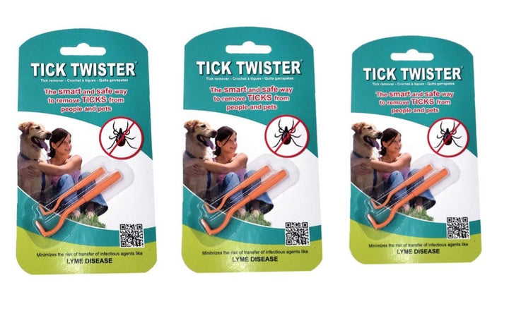 00100-O Triple, Orange, Three Sets Tick Remover Small and Large, 3 Pack