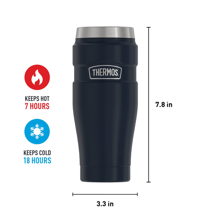 THERMOS Stainless King 16 Ounce Travel Tumbler, Matte Blue