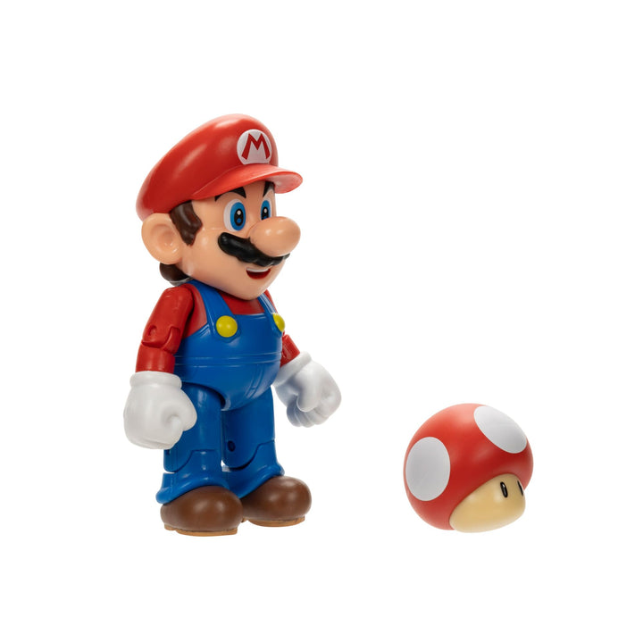 Nintendo Super Mario 4-Inch Mario Poseable Figure with Power up Mushroom Accessory. Ages 3+ (Officially licensed)