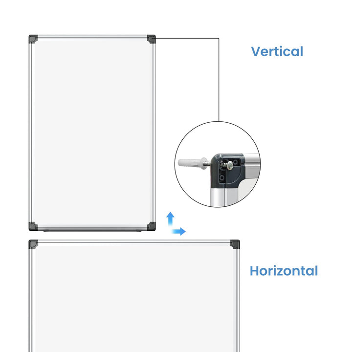 VUSIGN Magnetic White Board Kit for Wall 36" x 24", 1 Dry Eraser & 2 Multicolor Markers & 4 Magnetic Pins, Sliver Reinforced Aluminum Frame for Home, School, Office Silver 36" x 24"