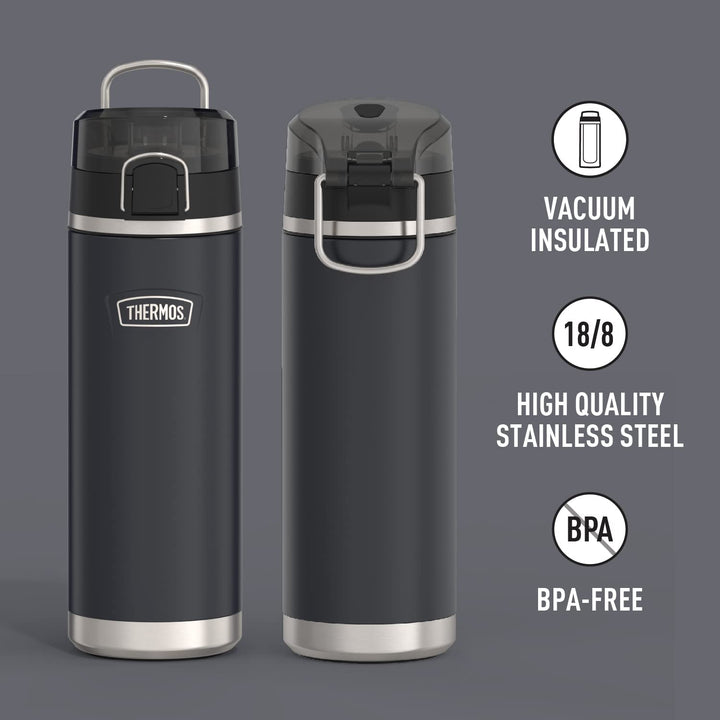 ICON SERIES BY THERMOS Stainless Steel Water Bottle with Spout 24 Ounce, Granite