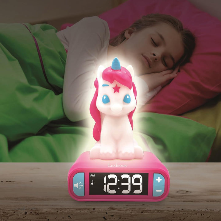 Lexibook - Unicorn Digital Alarm Clock for Kids with Night Light, Snooze and Unicorn Sound Effects, Childrens Clock, Luminous Unicorn, Pink Colour - RL800UNI