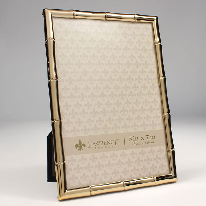 Lawrence Frames 8x10 Black Polished Metal Picture Frame with Bamboo Design, or 5x7 with Included Mat Black Smoke 8x10 (5x7 Mat)