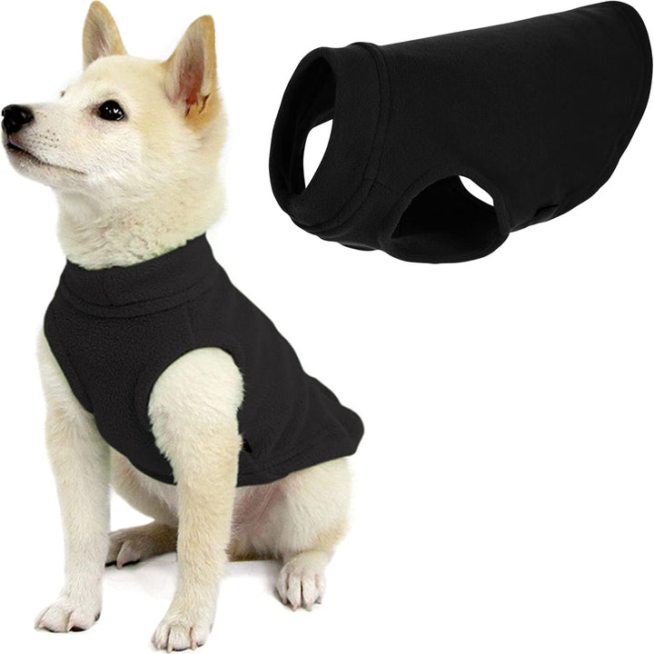 Gooby Stretch Fleece Vest Dog Sweater - Black, Medium - Warm Pullover Fleece Dog Jacket - Winter Dog Clothes for Small Dogs Boy or Girl - Dog Sweaters for Small Dogs to Dog Sweaters for Large Dogs Medium Length (11.5")