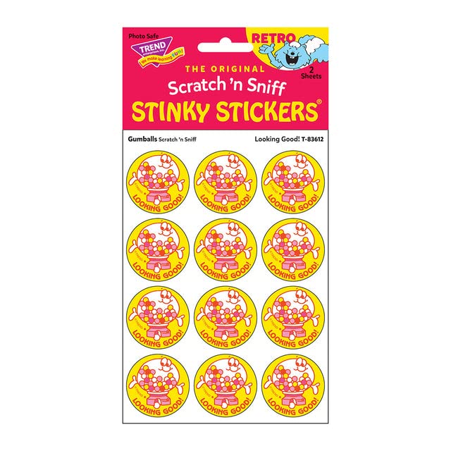 Looking Good!/Gumballs Scent Retro Stinky Stickers by Trend; 24/Pack - Authentic 1980s Designs!