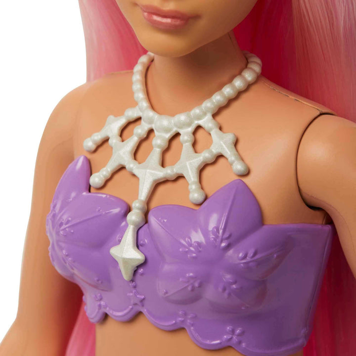 Barbie Dreamtopia Mermaid Doll with Curvy Body, Pink Hair, Pink Ombre Tail & Headband Accessory