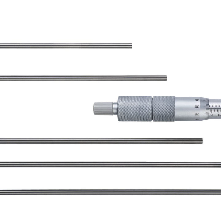 Mitutoyo 129-109 Vernier Depth Gauge, Interchangeable Rods, Micrometer Type, 0-50mm Range, 0.001mm Graduation, +/-0.0027mm Accuracy, 63.5mm x 16mm Base, 2 Rods