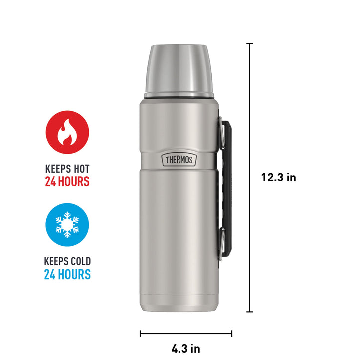 THERMOS Stainless King Vacuum-Insulated Beverage Bottle, 40 Ounce, Matte Steel Solid