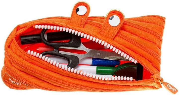 ZIPIT Monster Pencil Case for Kids | Pencil Pouch for School, College and Office | Pencil Bag for Kids (Orange)