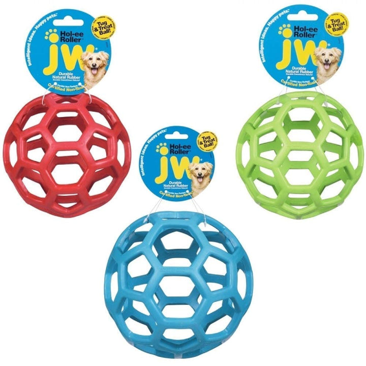 JW Pet Hol-ee Roller Dog Toy Puzzle Ball, Natural Rubber, Extra Large (7.5 Inch Diameter), Colors May Vary X-Large