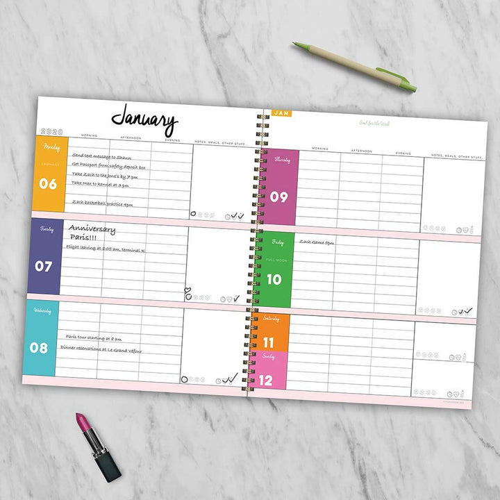 2020 Gold Dot Strokes Large Weekly Monthly Planner