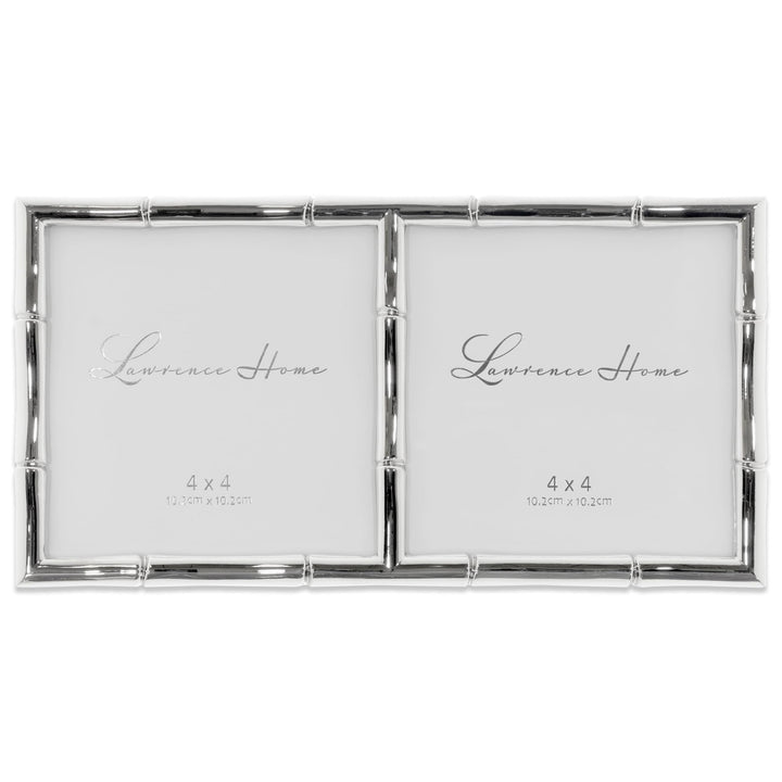 Lawrence Frames 8x10 Black Polished Metal Picture Frame with Bamboo Design, or 5x7 with Included Mat Black Smoke 8x10 (5x7 Mat)