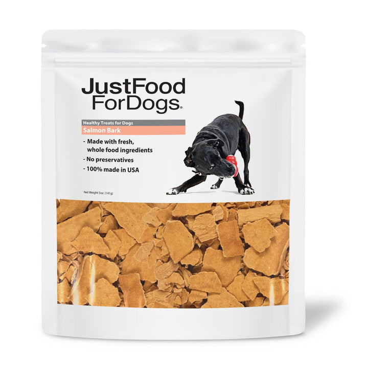 JustFoodForDogs Limited-Ingredient Healthy Dog Treats, Salmon Bark, Made in The USA, 5 oz 5 Ounce (Pack of 1)