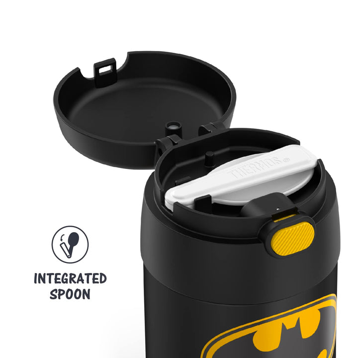 THERMOS FUNTAINER 10 Ounce Stainless Steel Vacuum Insulated Kids Food Jar with Spoon, Batman