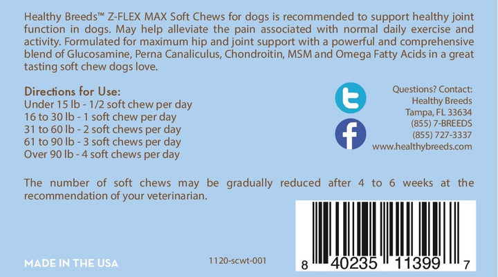 Healthy Breeds Soft Coated Wheaten Terrier Z-Flex Max Hip and Joint Soft Chews 50 Count 50 Ct