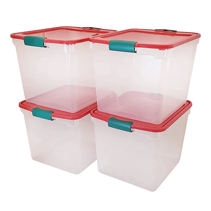 HOMZ 2 Pack Large Clear Plastic Storage Bins with Latching Lids, 112 Quart, Gray 112 QT (2 Pack)