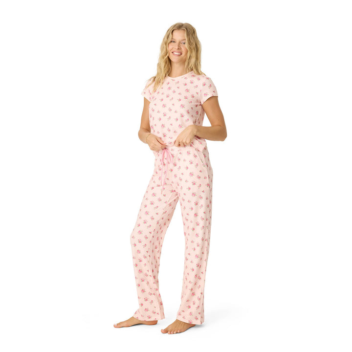 PJ Salvage Women's [ Exclusive] Airy Waffle Pajama 2-Piece Pj Set Small Blush Rose