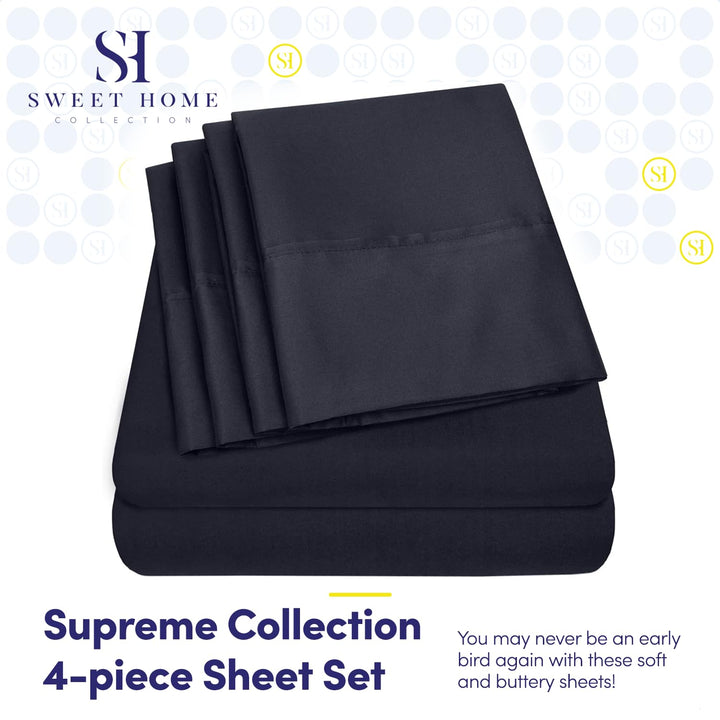 Cal King Size Bed Sheets - 6 Piece 1500 Supreme Collection Fine Brushed Microfiber Deep Pocket California King Sheet Set Bedding - 2 Extra Pillow Cases, Great Value, California King, Black