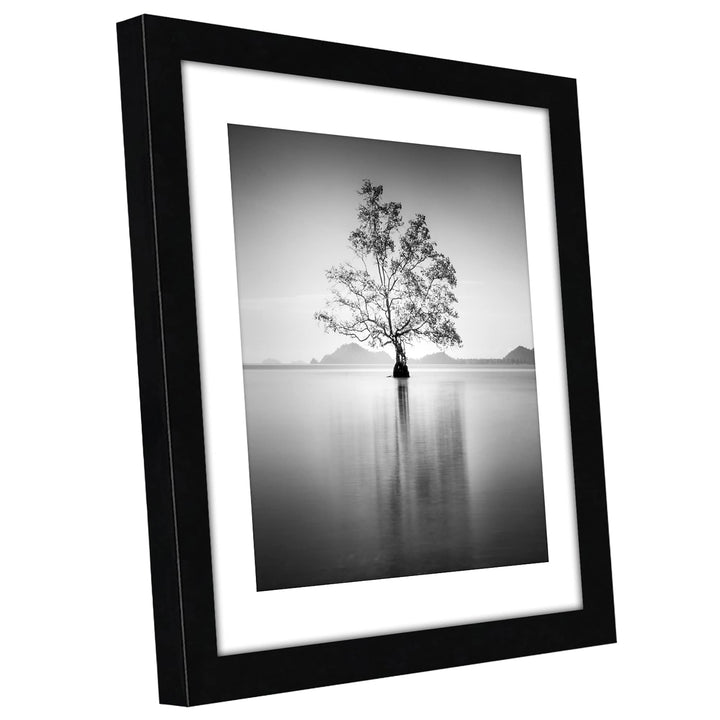 Americanflat 10x10 Picture Frame in Black - Displays 8x8 With Mat and 10x10 Without Mat - Composite Wood with Shatter Resistant Glass - Horizontal and Vertical Formats for Wall