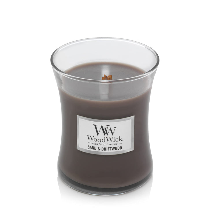 WoodWick Evening Bonfire (9.7 oz.) and Sand & Driftwood (9.7 oz.) Medium Hourglass Candles