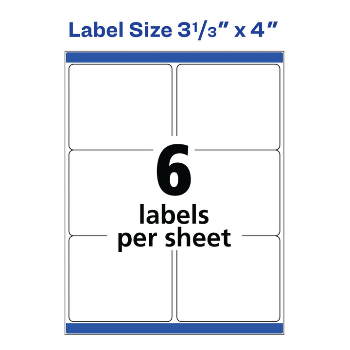 Avery Shipping Address Labels, Inkjet Printers, 150 Labels, 3-1/3x4 Labels, Permanent Adhesive, TrueBlock (8164), White 1 pack