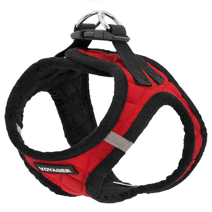 Voyager Step-In Plush Dog Harness – Soft Plush, Step In Vest Harness for Small and Medium Dogs by Best Pet Supplies - Harness (Red Plush), XS (Chest: 13 - 14.5") Harness (Red Plush) XS (Chest: 13 - 14.5")