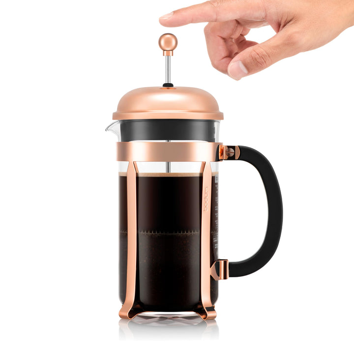 Bodum Chambord French Press Coffee Maker, Glass, 34 Ounce, 1 Liter, Copper