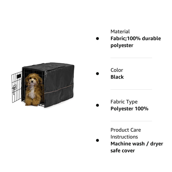 MidWest Homes for Pets Dog Crate Cover, Privacy Dog Crate Cover Fits MidWest Dog Crates, Machine Wash & Dry, Black, 22-Inch