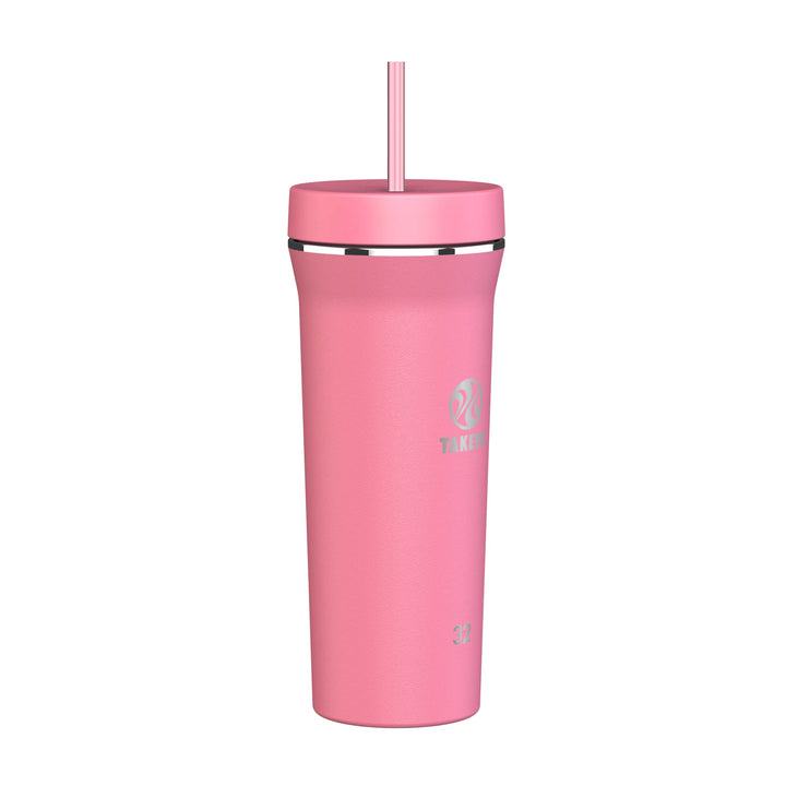 Takeya 32 oz Stainless Steel Insulated Tumbler with Straw Lid, Premium Quality, Sweatproof,Pink Mimosa Pink Mimosa