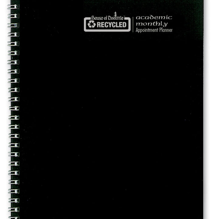 2024-2025 House of Doolittle 8.5-inch x 11-inch Academic Monthly Planner, Leatherette Cover, Black (26302-25) White/Black