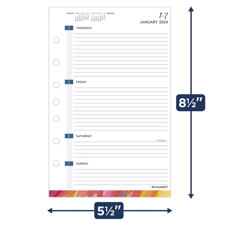 AT-A-GLANCE 2024 Weekly & Monthly Planner Refill, 5-1/2" x 8-1/2", Desk Size, Loose-Leaf, EttaVee (EV81-285Y-24) 2024 Old Edition