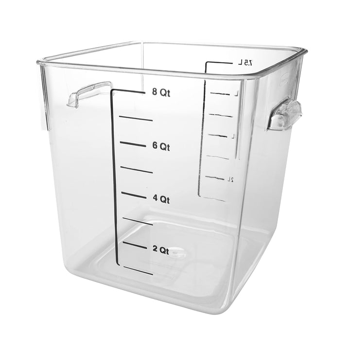 Rubbermaid Commercial Products Space Saving Food Storage Container, 8-Quart, Clear,-40 F to 121 F Temperature Range, Best use for Restaurant Kitchens/Wet and Dry Food/Meats/Pasta ,Lid not included 8 Qt.