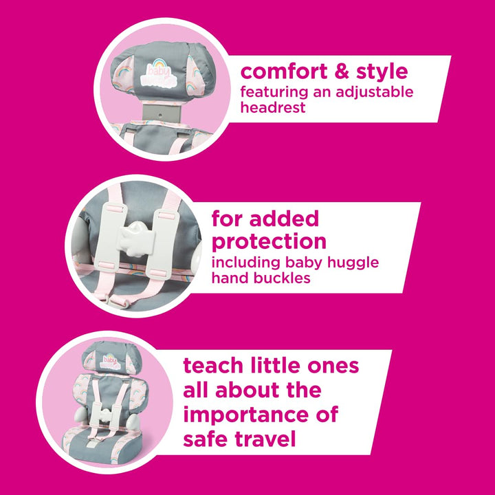 Casdon Grey Car Booster Seat. Dolls Car Booster Seat For Children Aged 3+. Suits Dolls Up To 35cm In Size