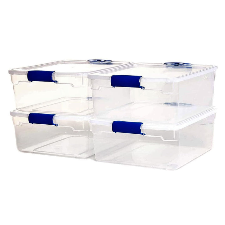 HOMZ 2 Pack Large Clear Plastic Storage Bins with Latching Lids, 112 Quart, Gray 112 QT (2 Pack)