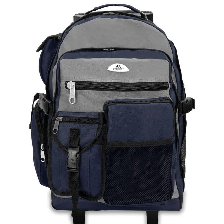 Everest Deluxe Wheeled Backpack, Navy/Gray/Black, One Size