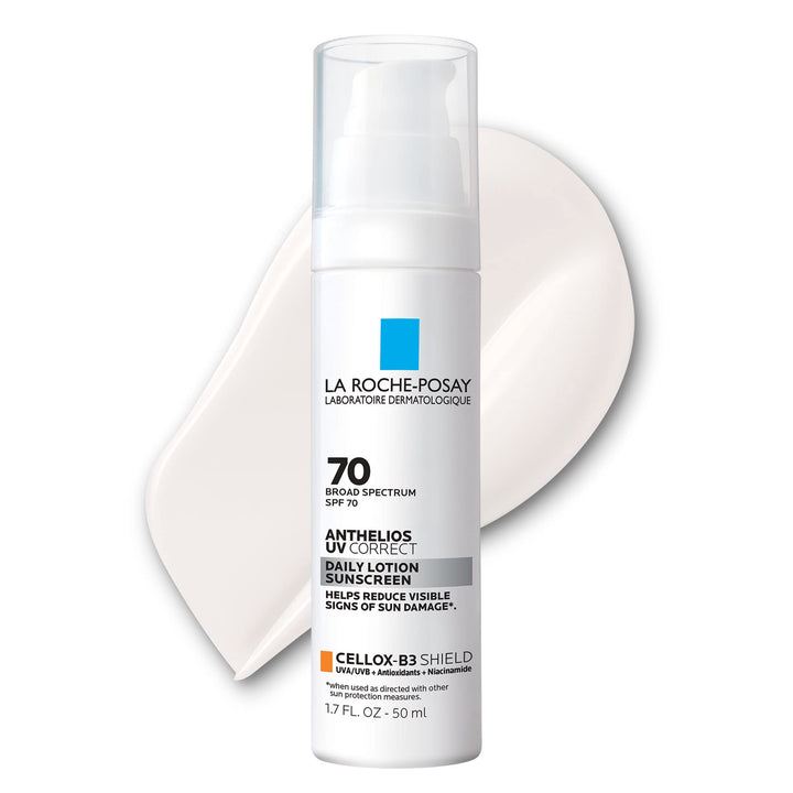 La Roche-Posay Anthelios UV Correct Sunscreen Moisturizer SPF 70, Daily Anti-Aging Face Moisturizer with Niacinamide to Even Skin Tone & Fine Lines, Sun Protection for Sensitive Skin