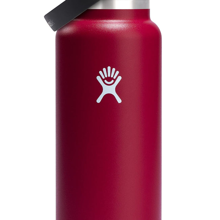 Hydro Flask Stainless Steel Wide Mouth Water Bottle with Flex Straw Lid and Double-Wall Vacuum Insulation Berry 40 Oz