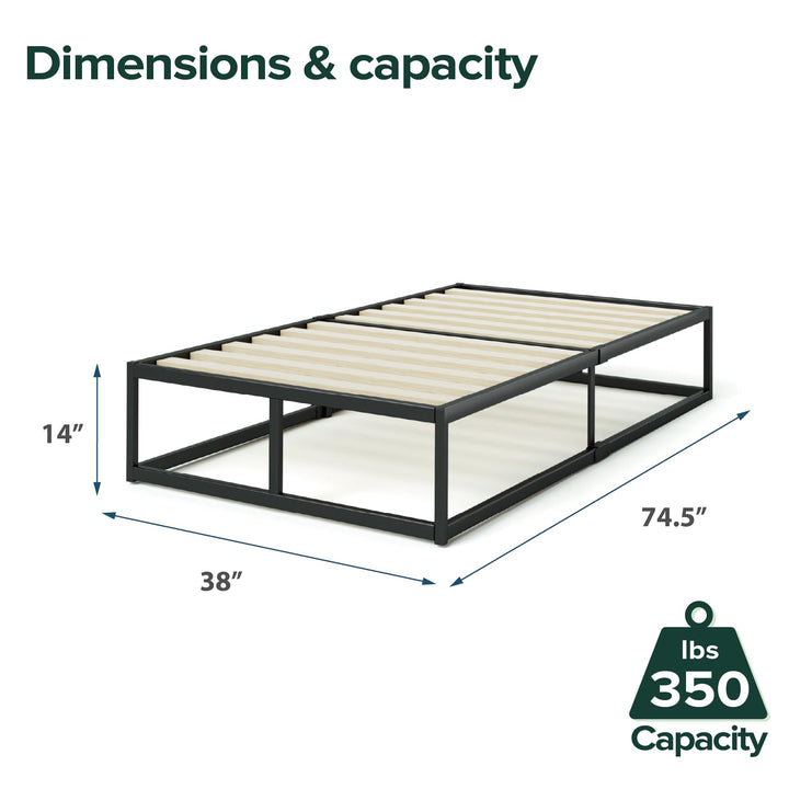 ZINUS Joseph 18 Inch Platform Bed Frame, Wood Slat Support, No Box Spring Needed, Eco Friendly WonderBox(TM) Packaging, Easy Assembly, Black, Queen 18 Inch Bed Frame New Small Box