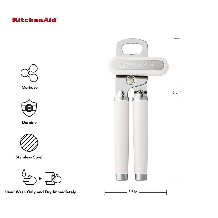 KitchenAid Classic Multifunction Can Opener / Bottle Opener, 8.34-Inch, White